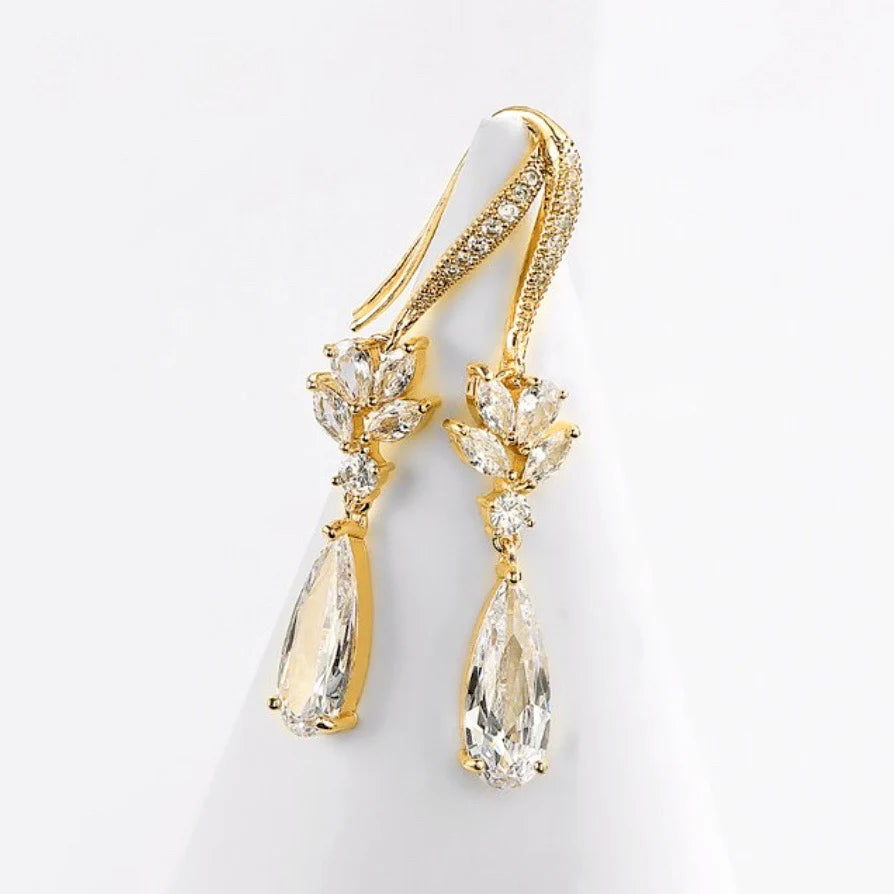 18k CZ Long Earrings
