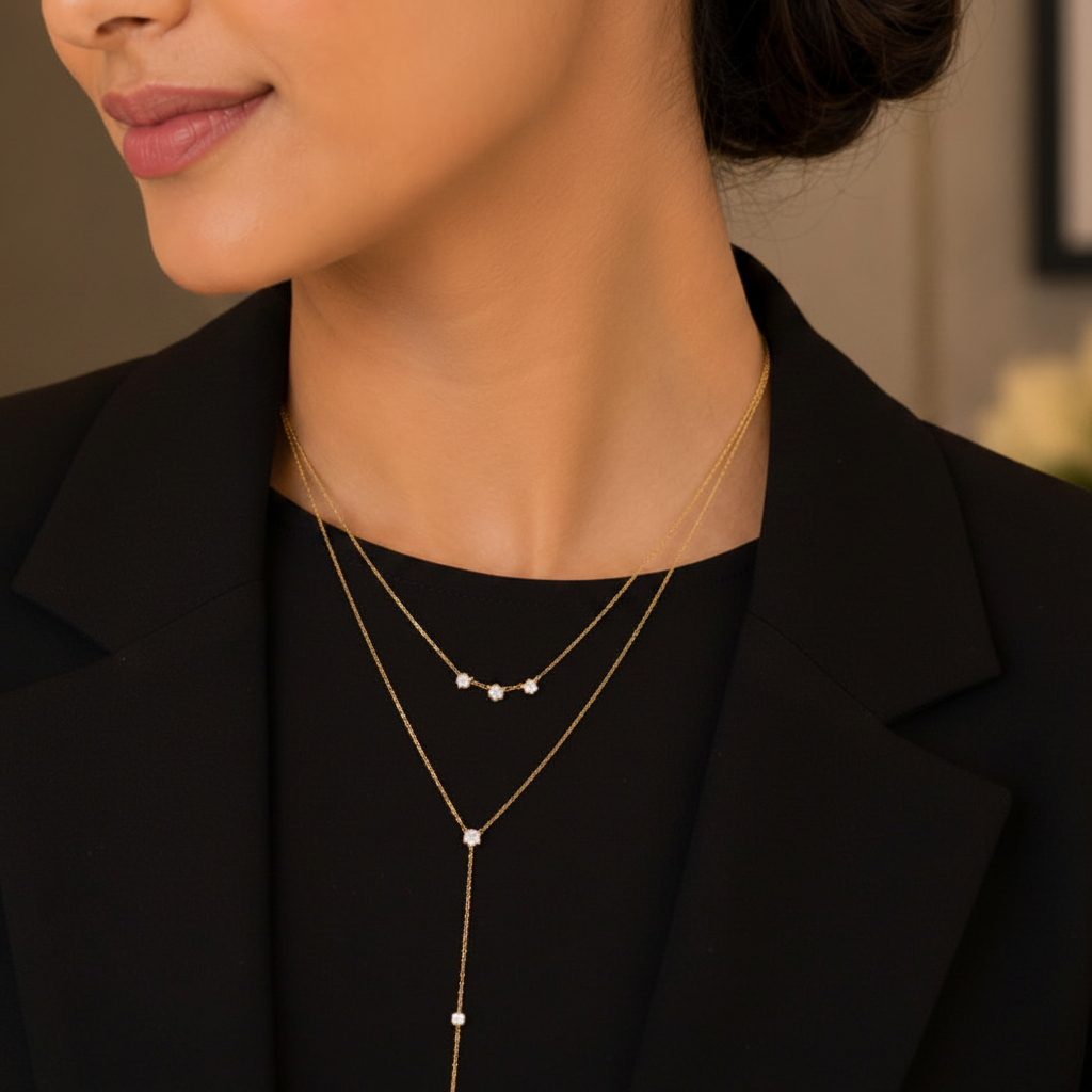 Crystal Drop Lariat Necklace