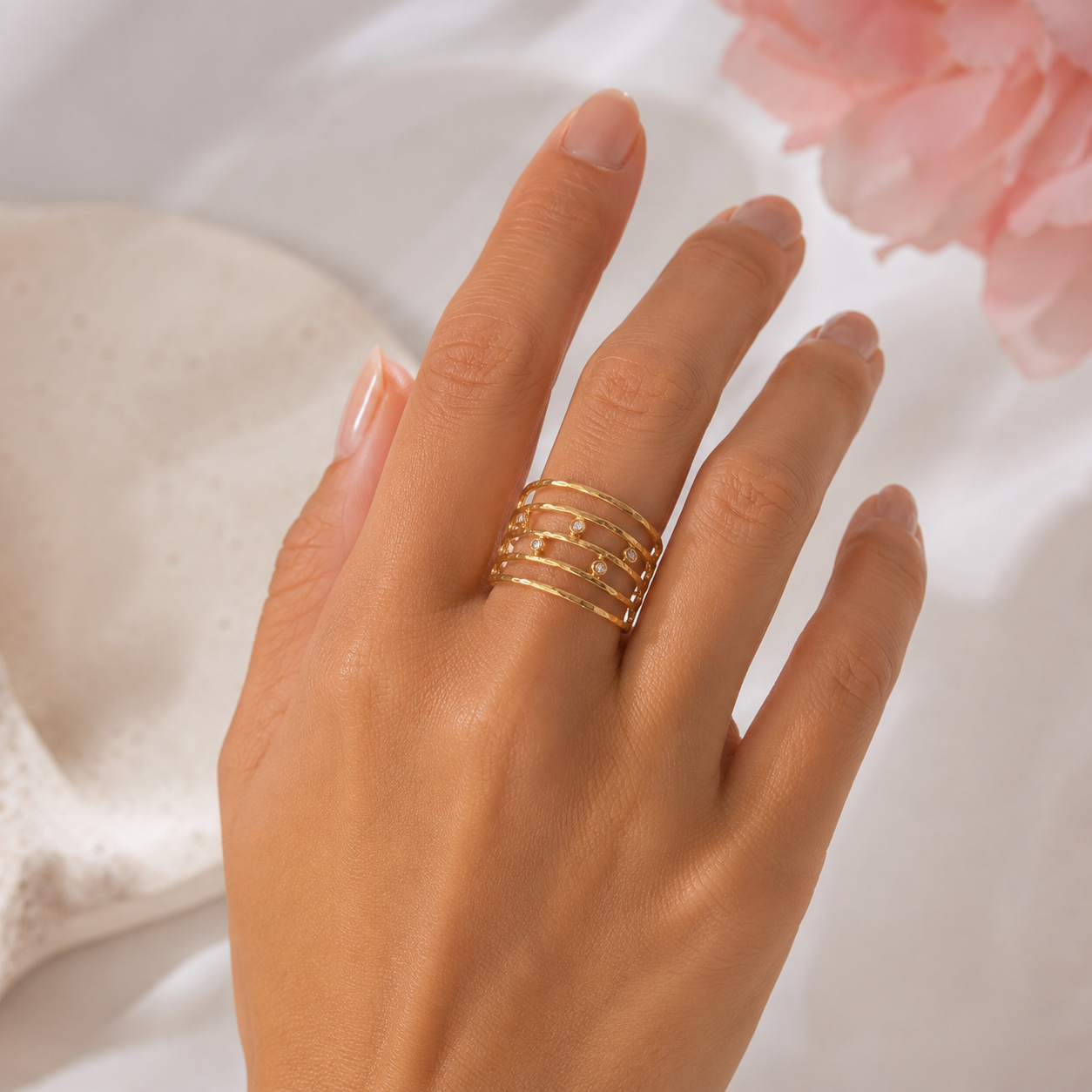 Multi-Row Crystal Cuff Ring