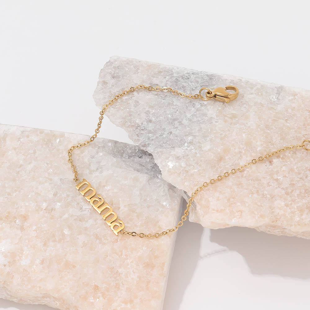 18K PVD Gold Plated Trendy Dainty MAMA Bracelet