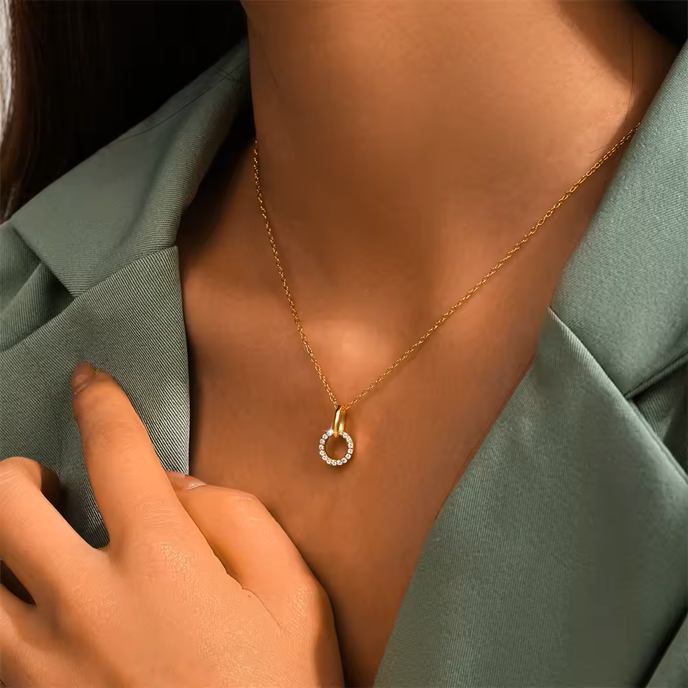 925 Sterling Silver Zirconia Micro Pave Pendant Choker Style Chain