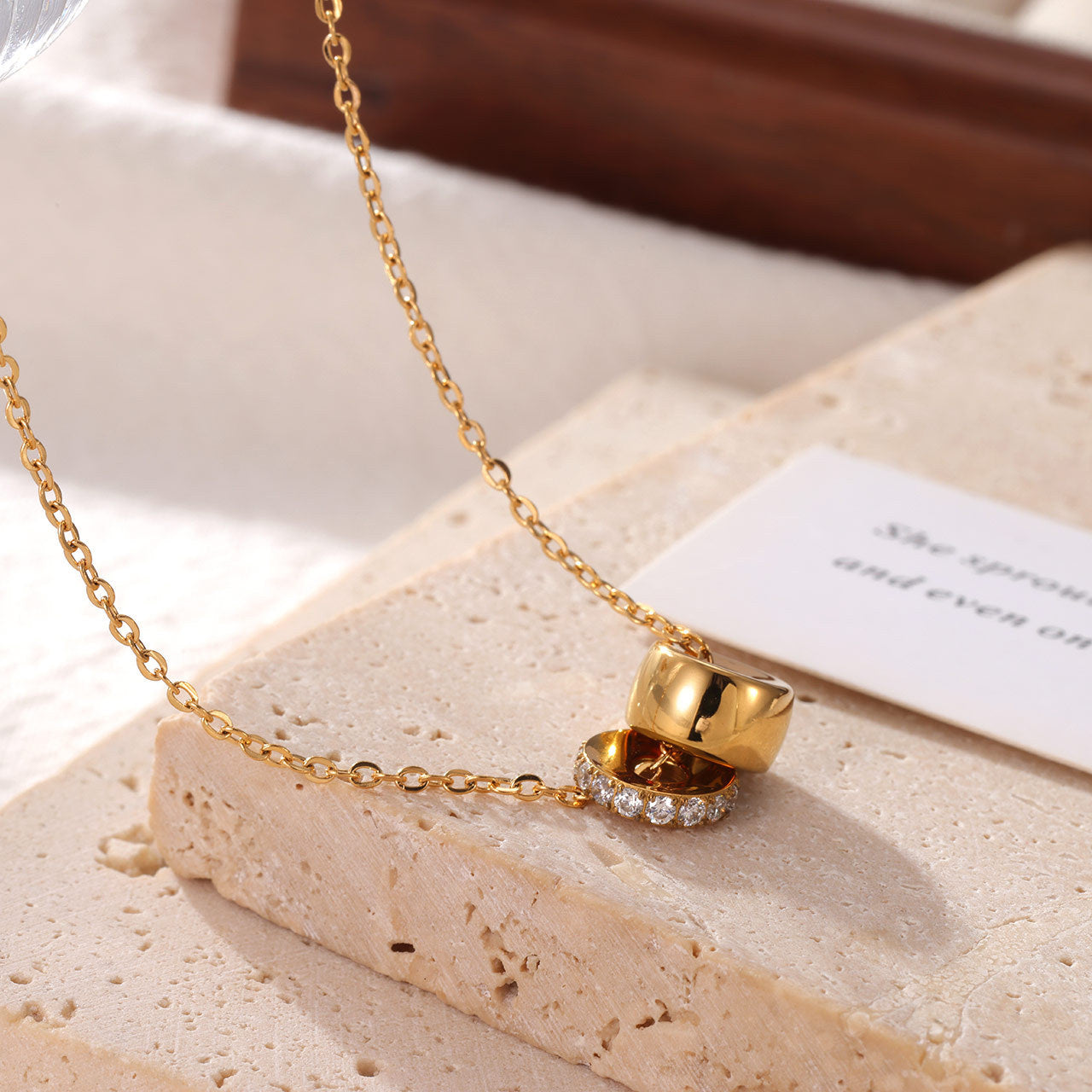 Double Disc Crystal Necklace