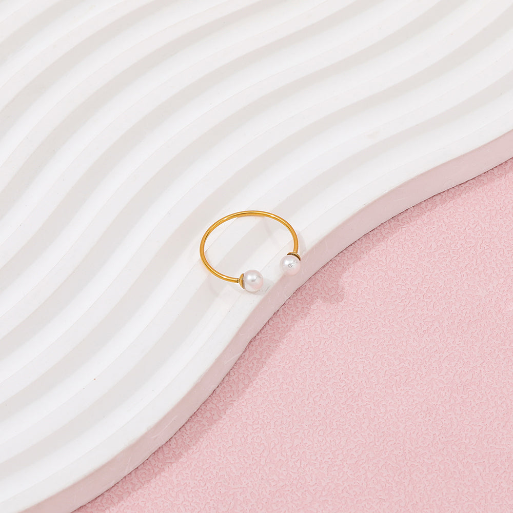 Dual Pearl Open Ring