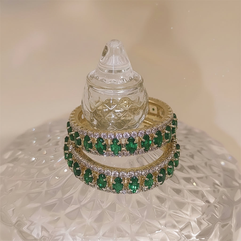 Emerald Crystal Band Hoops