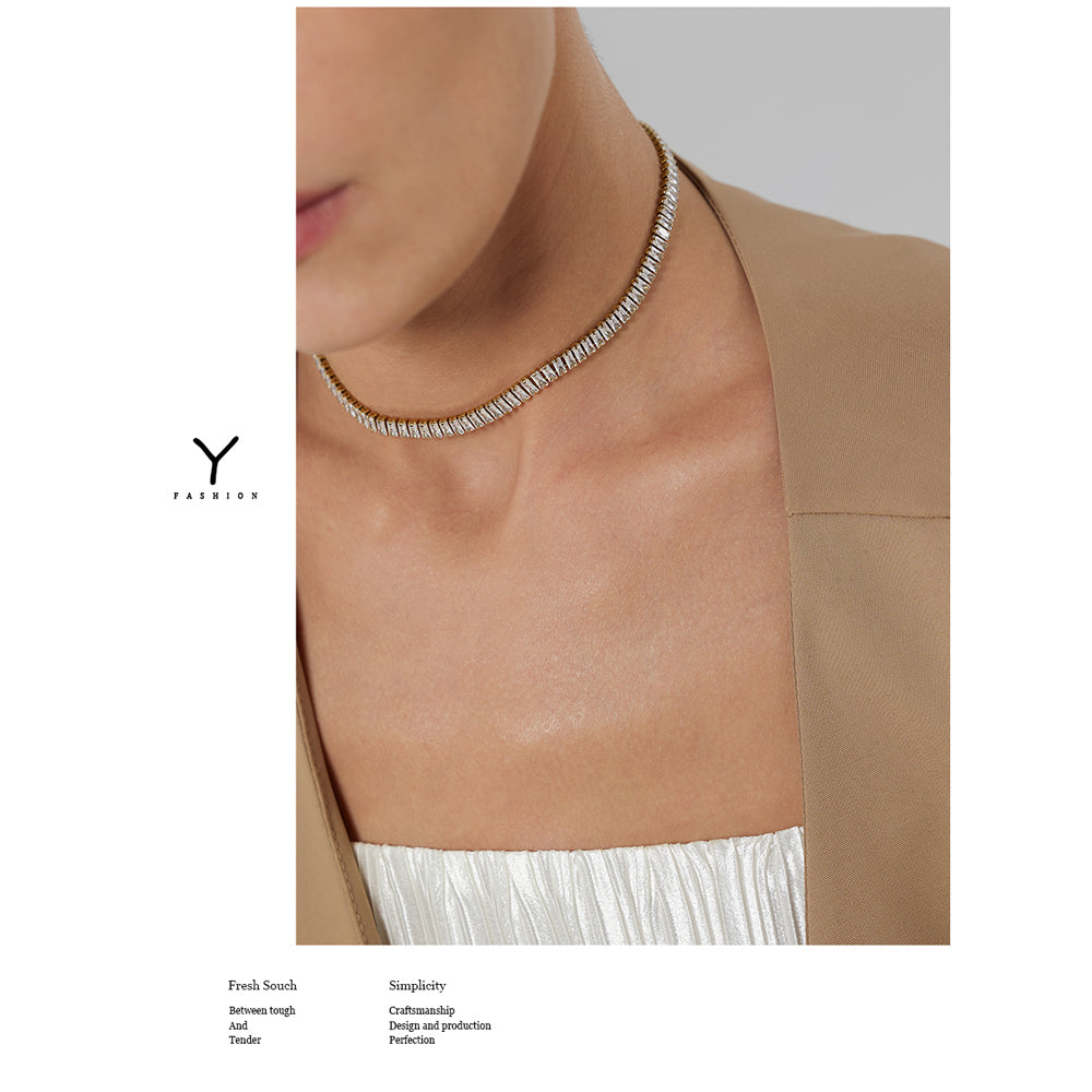 Crystal Baguette Chain Necklace
