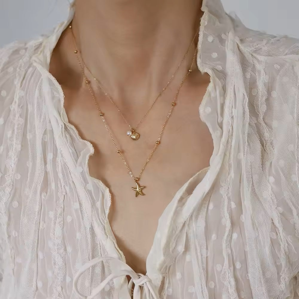 Shell & Starfish Layered Necklace