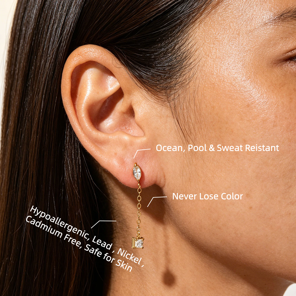Eye & Square Drop Earrings