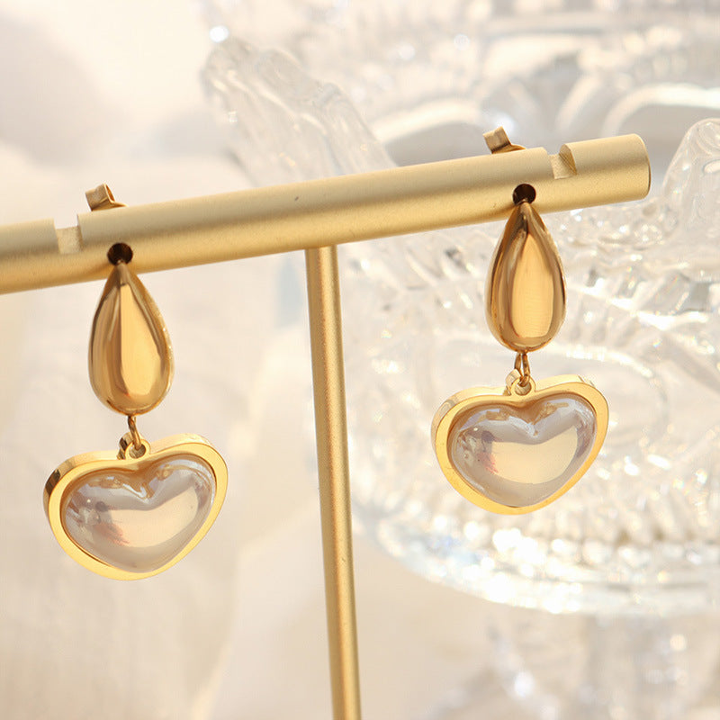 Heart Pearl Drop Earrings