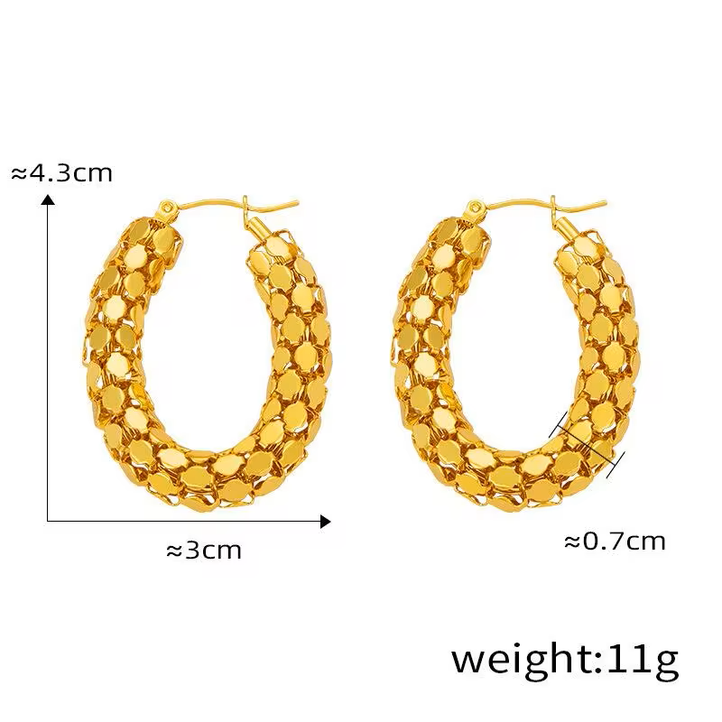 18k Gold Plated Hollow Geometric Hoop Earrings