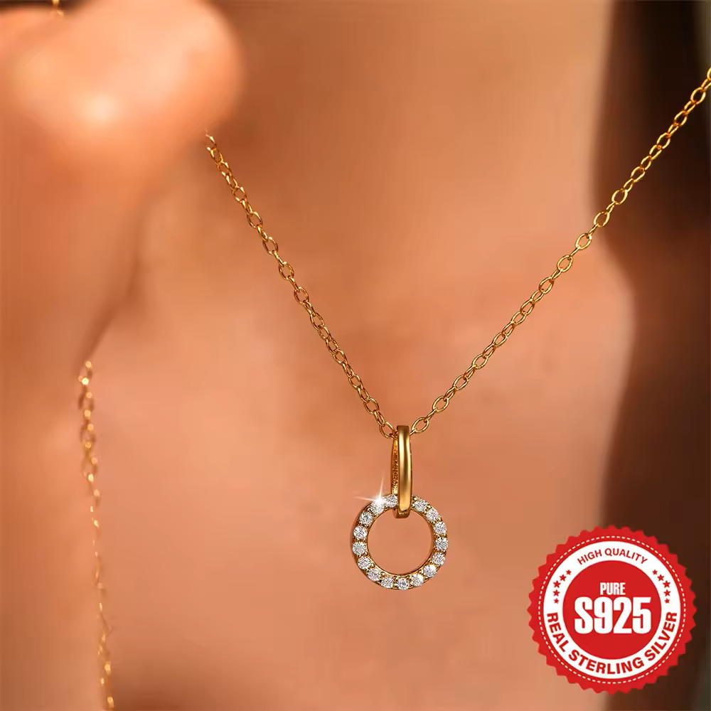 925 Sterling Silver Zirconia Micro Pave Pendant Choker Style Chain