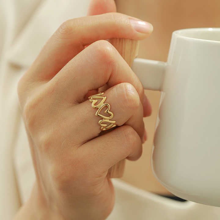 18K Gold Plated Heart Shaped Ring