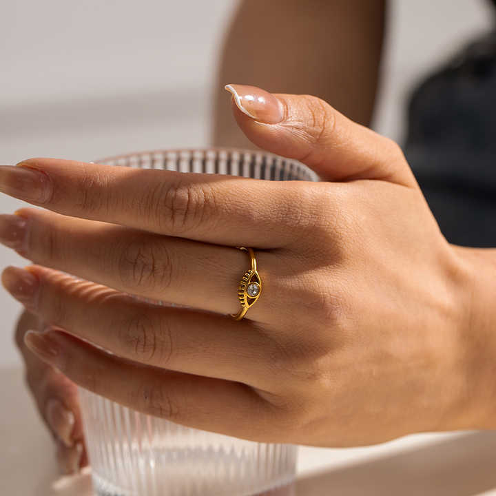 18k Gold Plated Devil's Eye Cubic Zirconia Ring