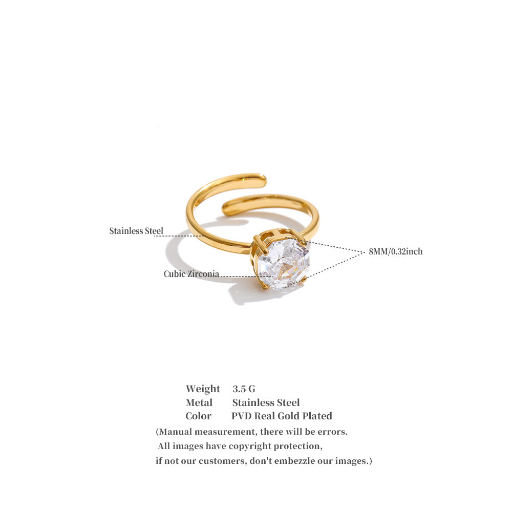 Solitaire Open Band Ring