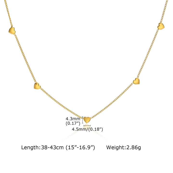 Mini Heart Pendant Dainty Chain Necklace 18K Gold Plated