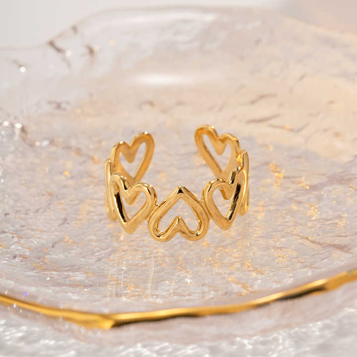 18K Gold Plated Heart Shaped Ring