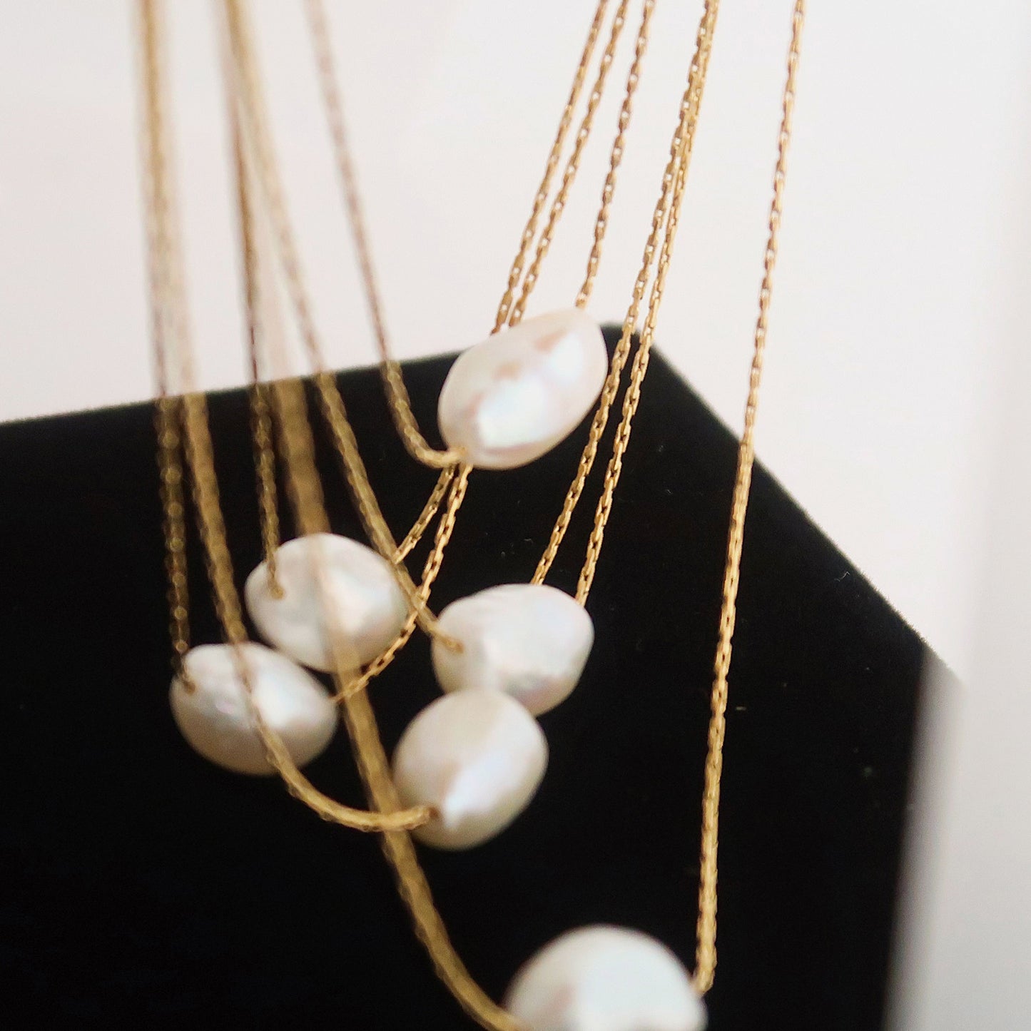 18K Gold Plated Natural Single Pearl Bead Necklace