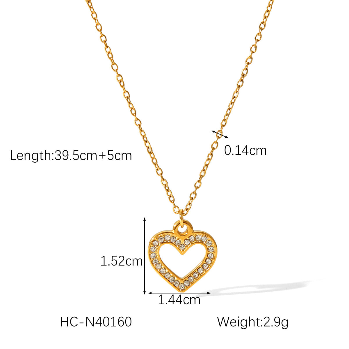 18k Gold Plated Heart-Shaped Hollow Design Necklace