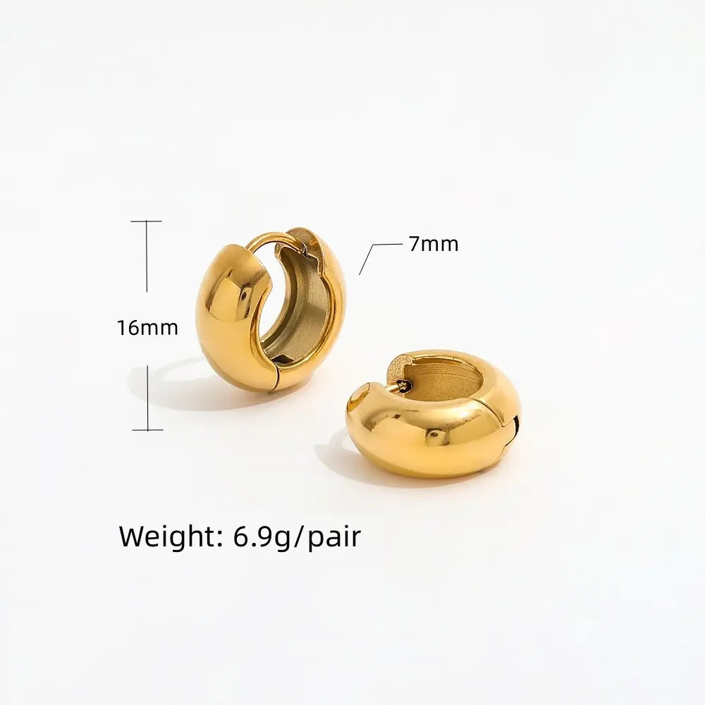 Cambered Surface Chunky Simple Hoop Smooth Earrings