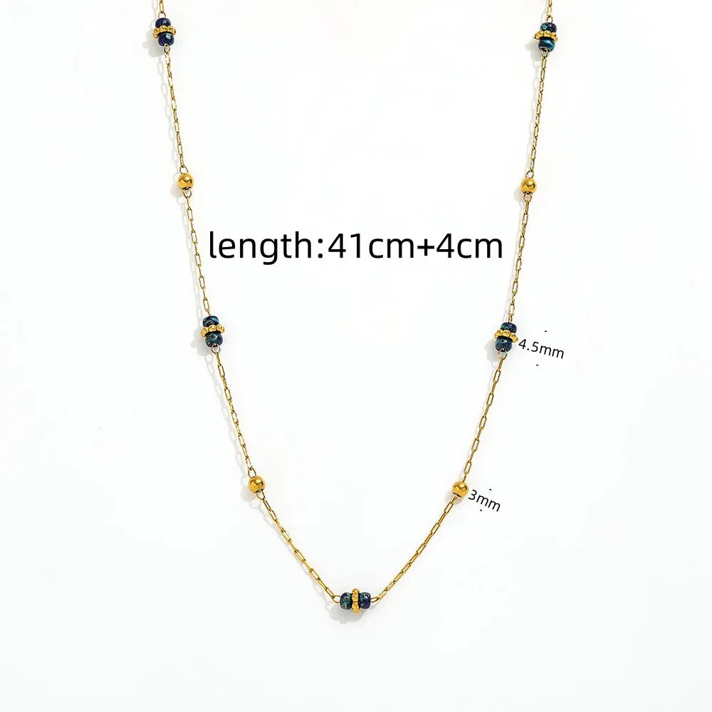 Blue Glass Stone Bead Necklace