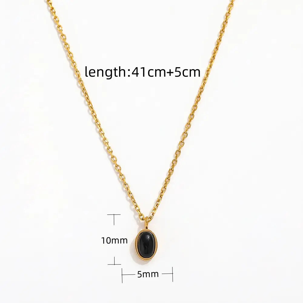 Onyx Oval Pendant Necklace