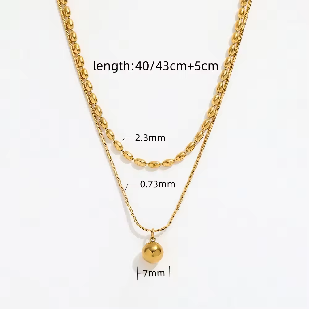 18K Gold Plated Double-layer Dainty Beads String Necklace