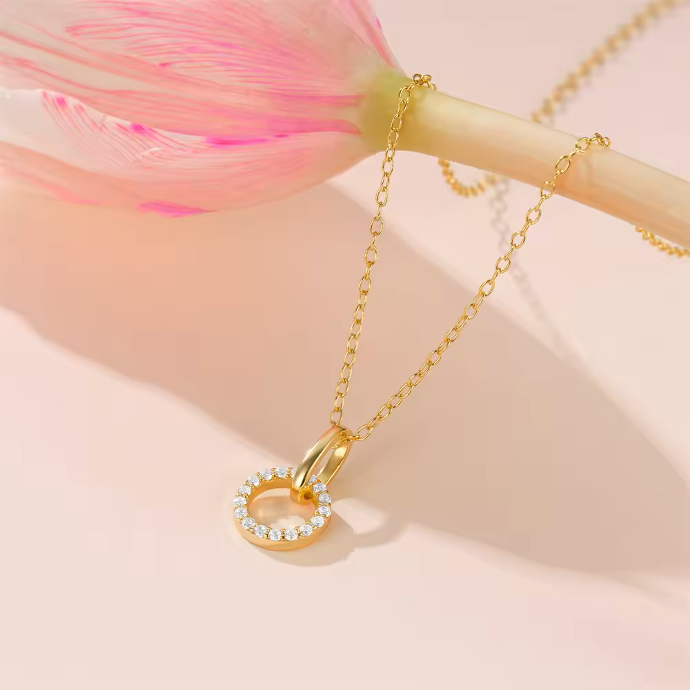 925 Sterling Silver Zirconia Micro Pave Pendant Choker Style Chain