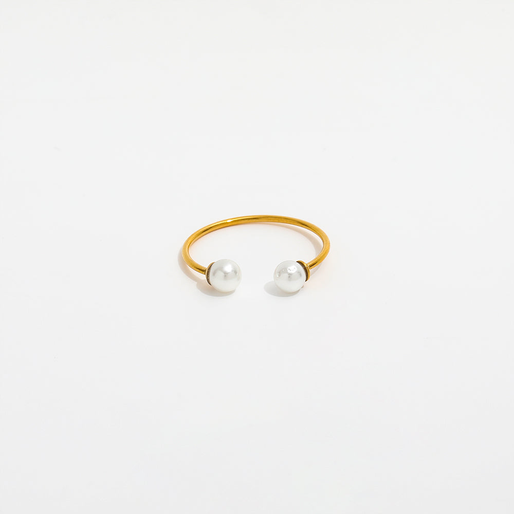 Dual Pearl Open Ring