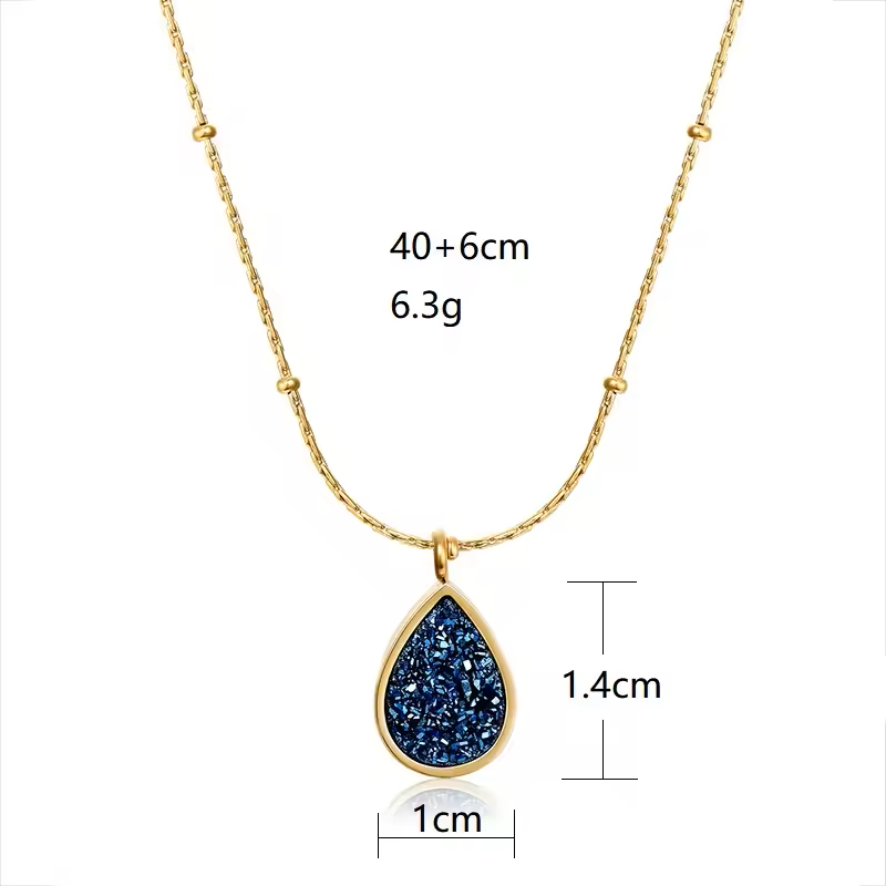 18k Gold Plated Blue Stone Pendant Necklace