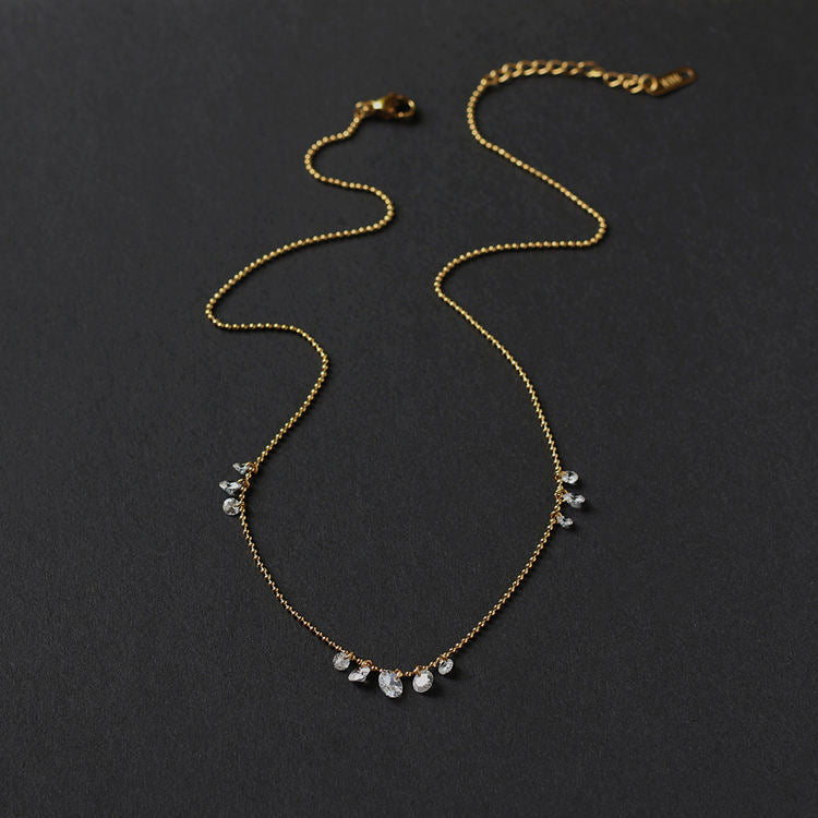 18k Gold Plated CZ Tassel Clavicle Necklace