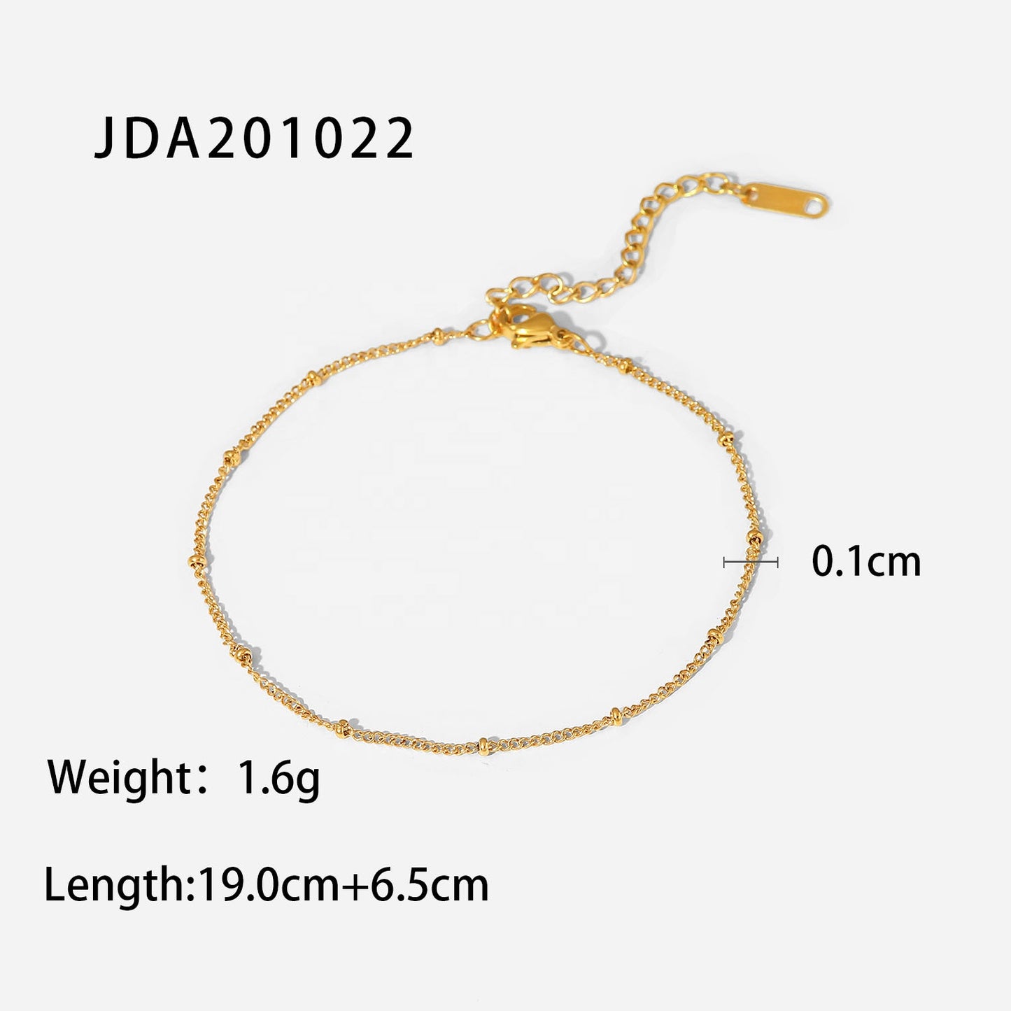 18K Gold Plated Stainless Steel Dainty Classic Beads Chain Anklets