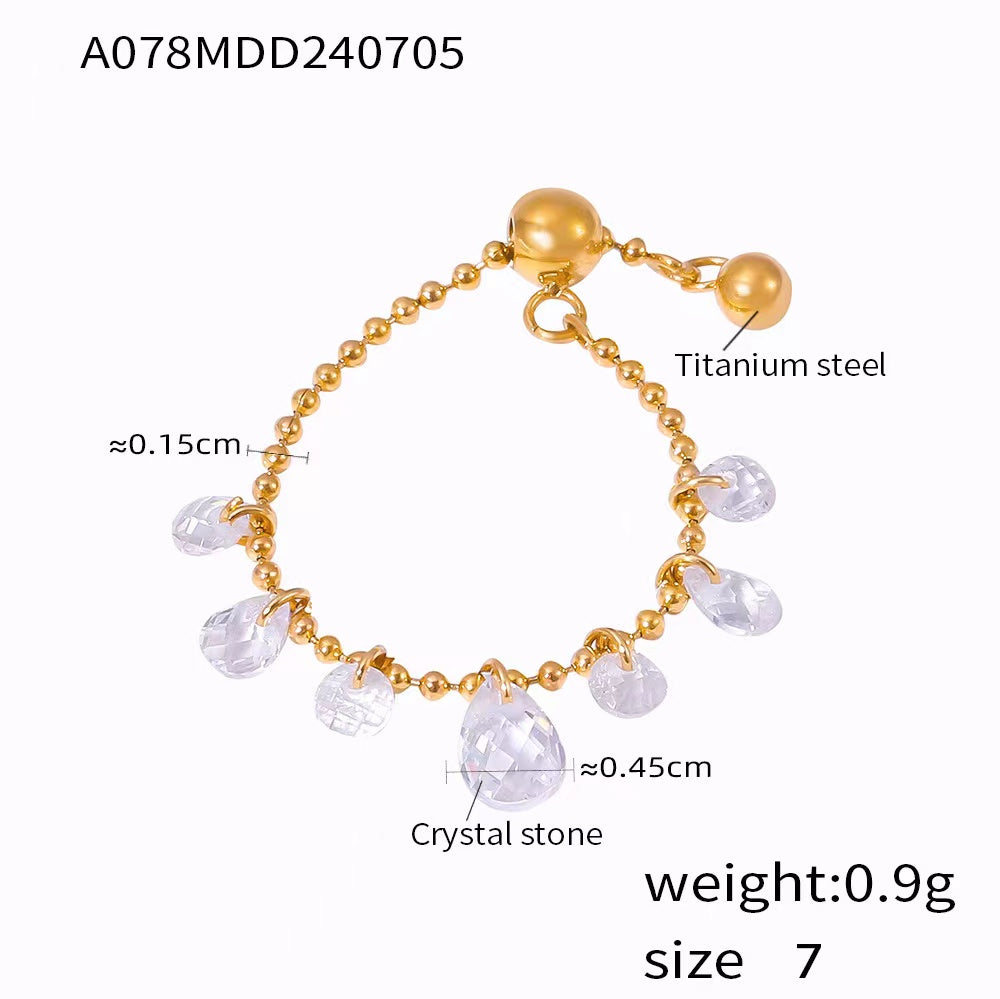 Cascade Crystal Chain Ring
