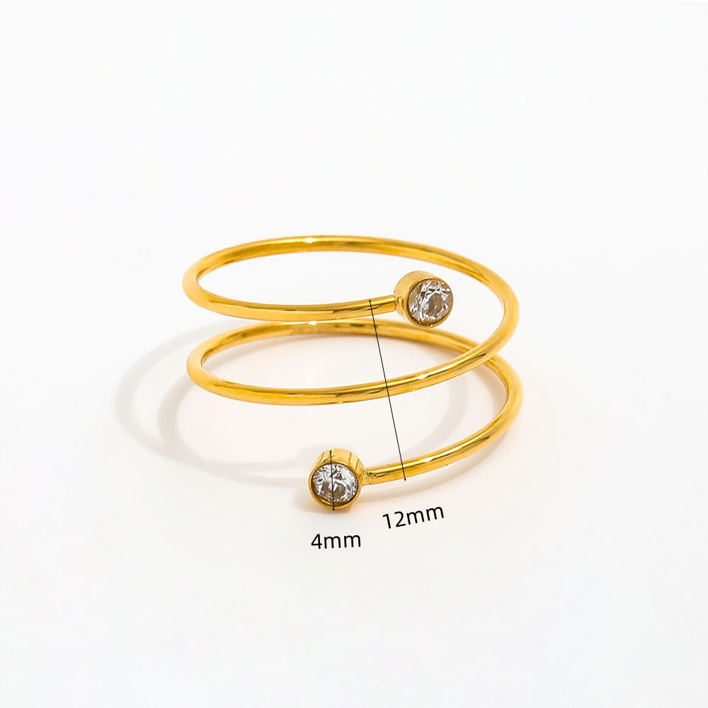 Double Spiral Crystal Ring