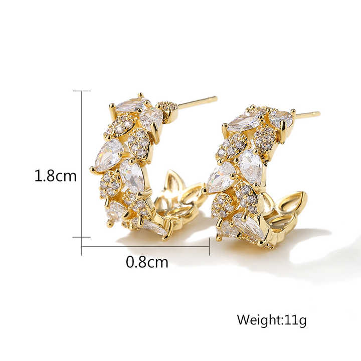 18K Gold Plated CZ Half Hoop Earrings