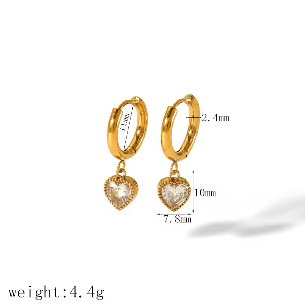 18K Gold Plated Heart Shaped Earrings