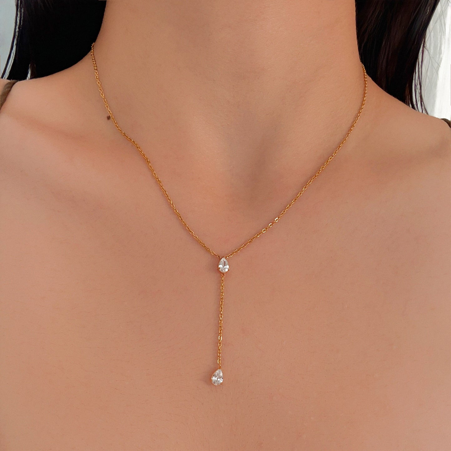 Crystal Y-Drop Necklace