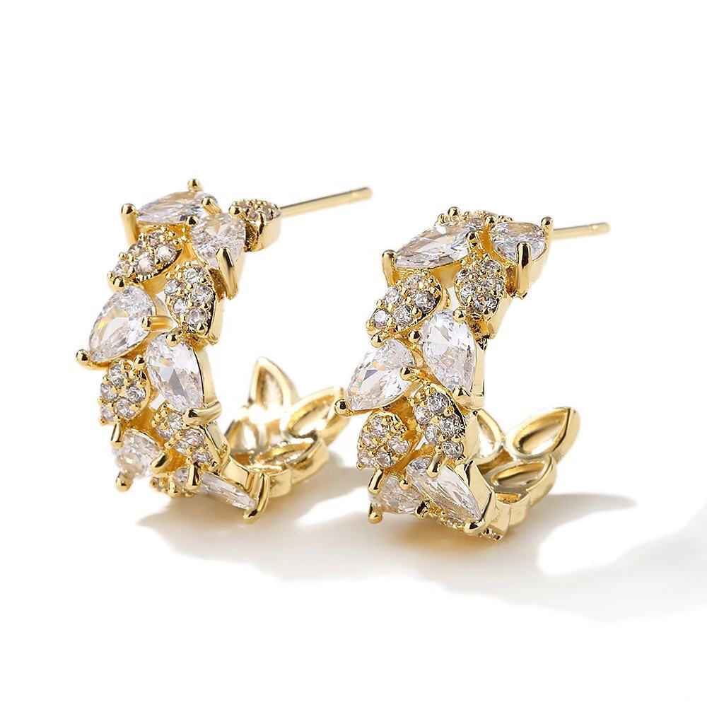 18K Gold Plated CZ Half Hoop Earrings