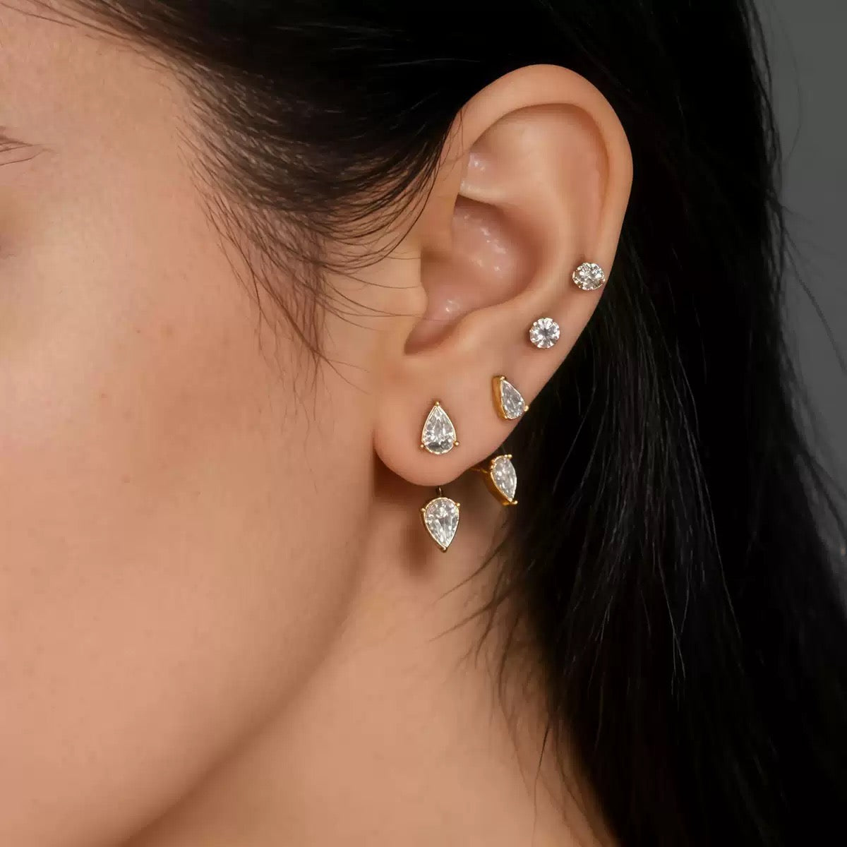 Teardrop Crystal Ear Jacket Earrings