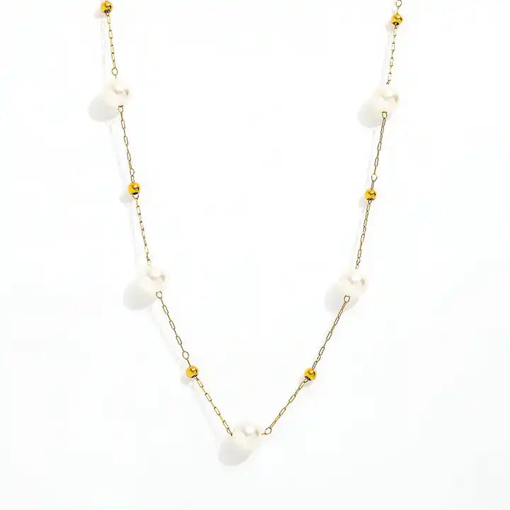 Imitation Pearl Dainty Chain Beads Necklace