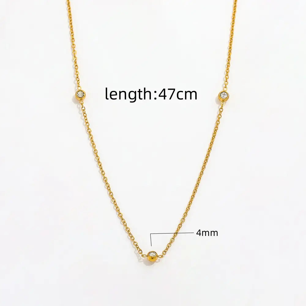 18K Gold Plated Dainty Satellite Zirconia Pendant Choker Necklace