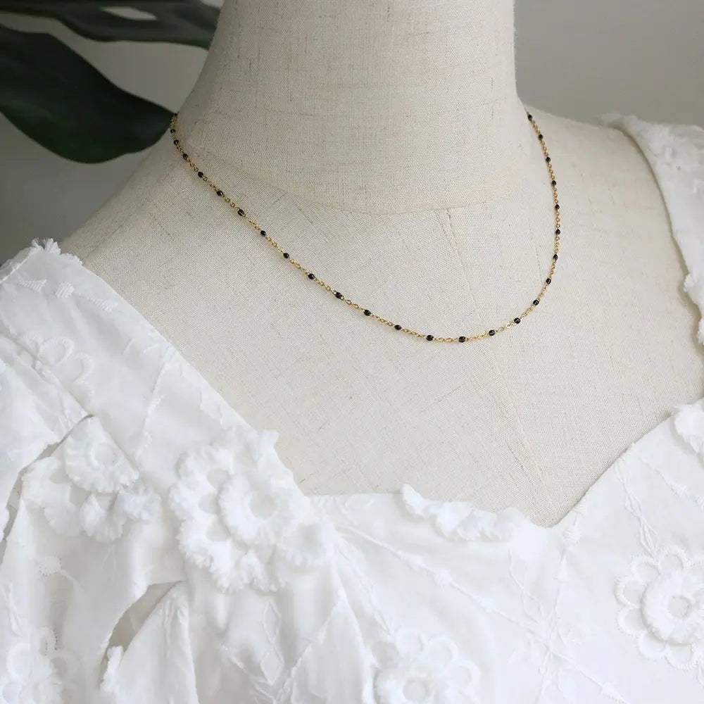 Dainty Black Epoxy Bead Chain