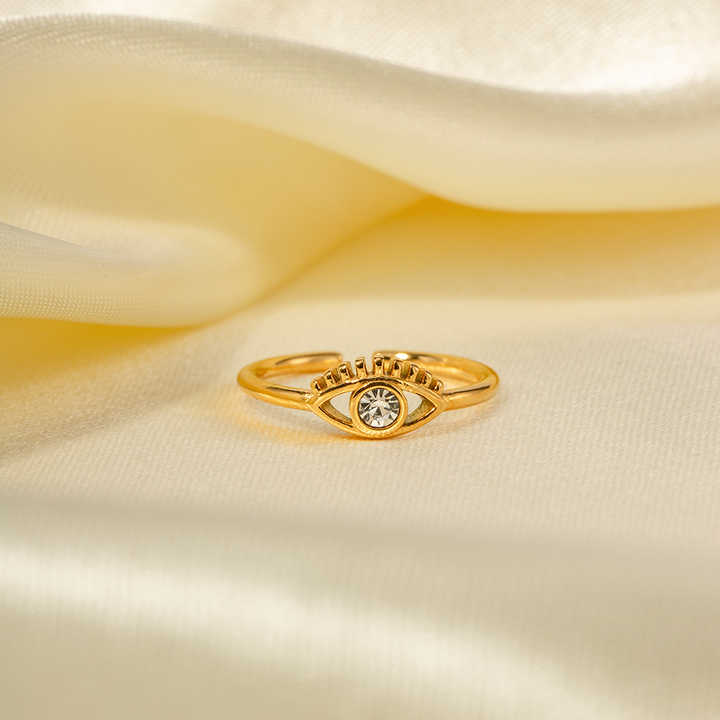 18k Gold Plated Devil's Eye Cubic Zirconia Ring