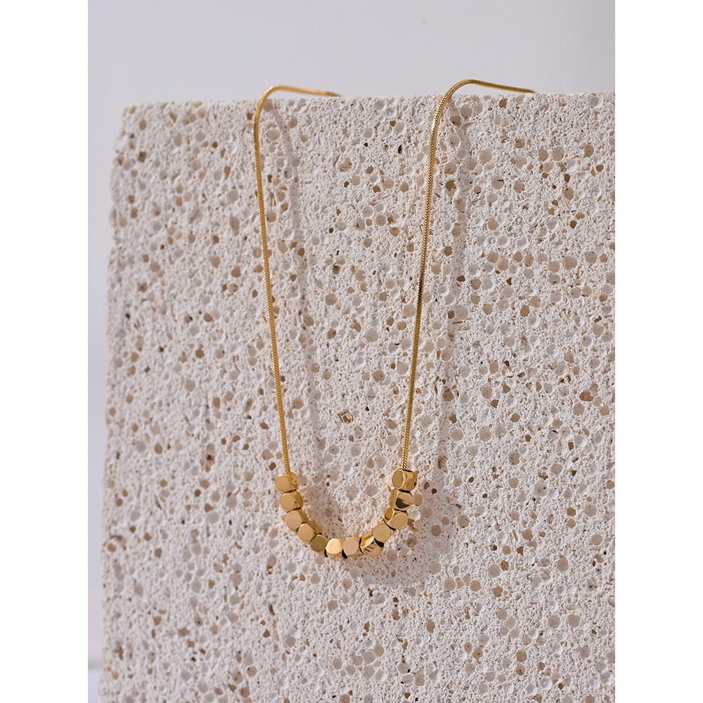 Gold Cube Slider Necklace