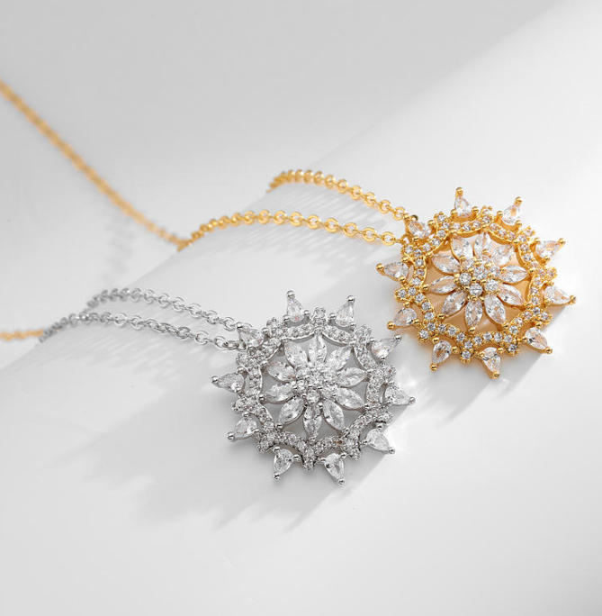 Sunflower CZ Necklace Set