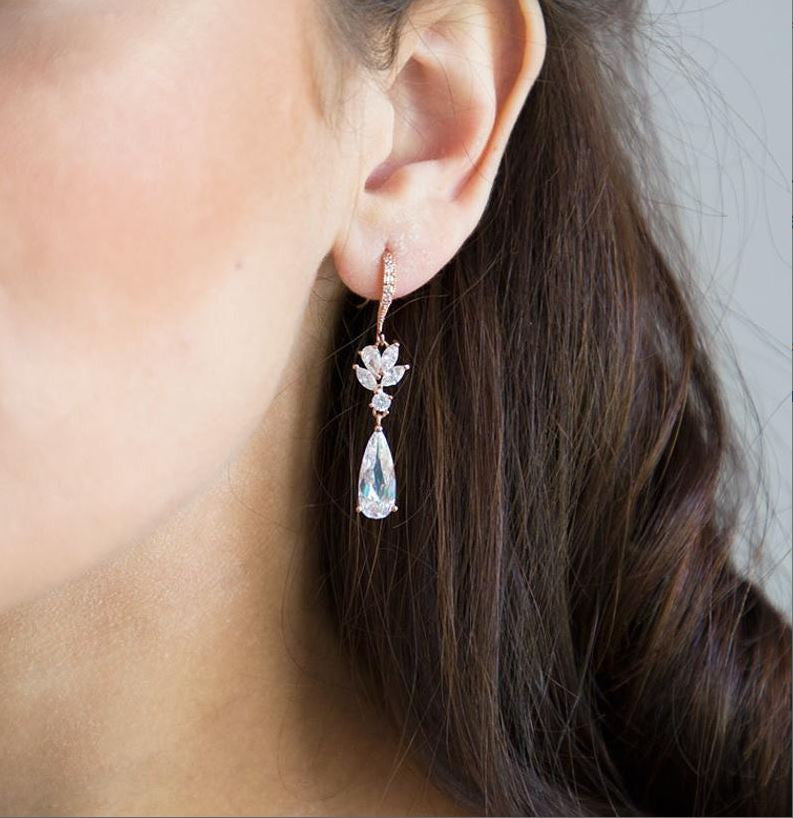 18k CZ Long Earrings