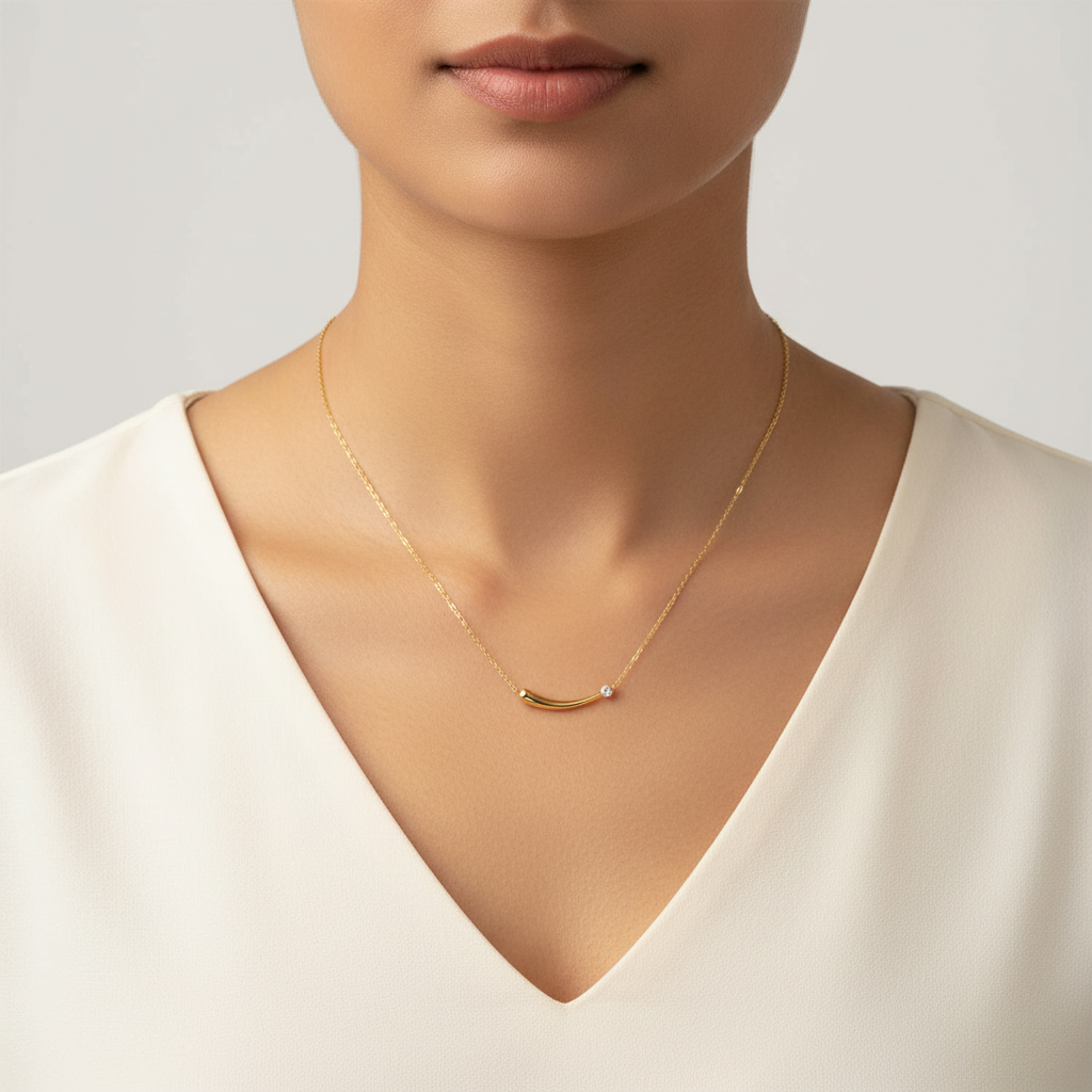 Sculpted Arc CZ Necklace