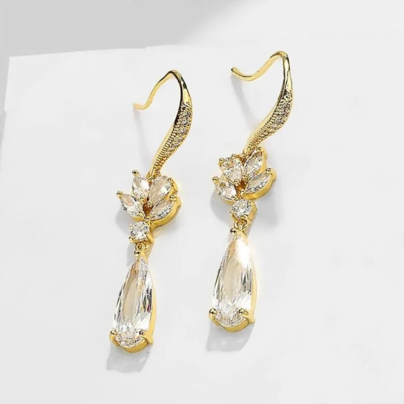 18k CZ Long Earrings
