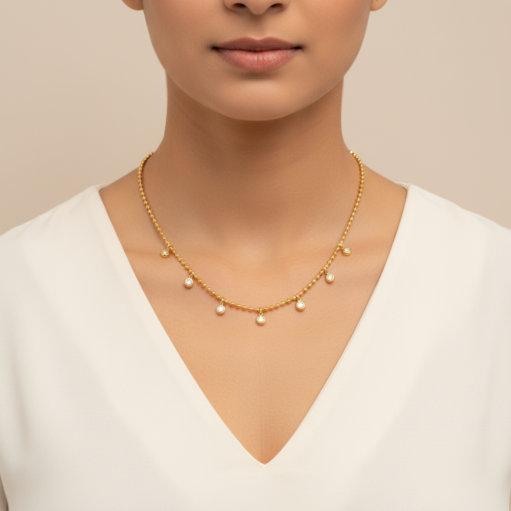 Seven Shimmer Drop Chain Necklace