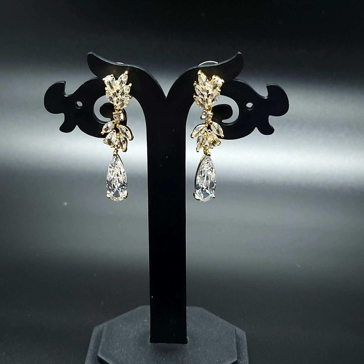 18K Gold Plated CZ Hanging Earring