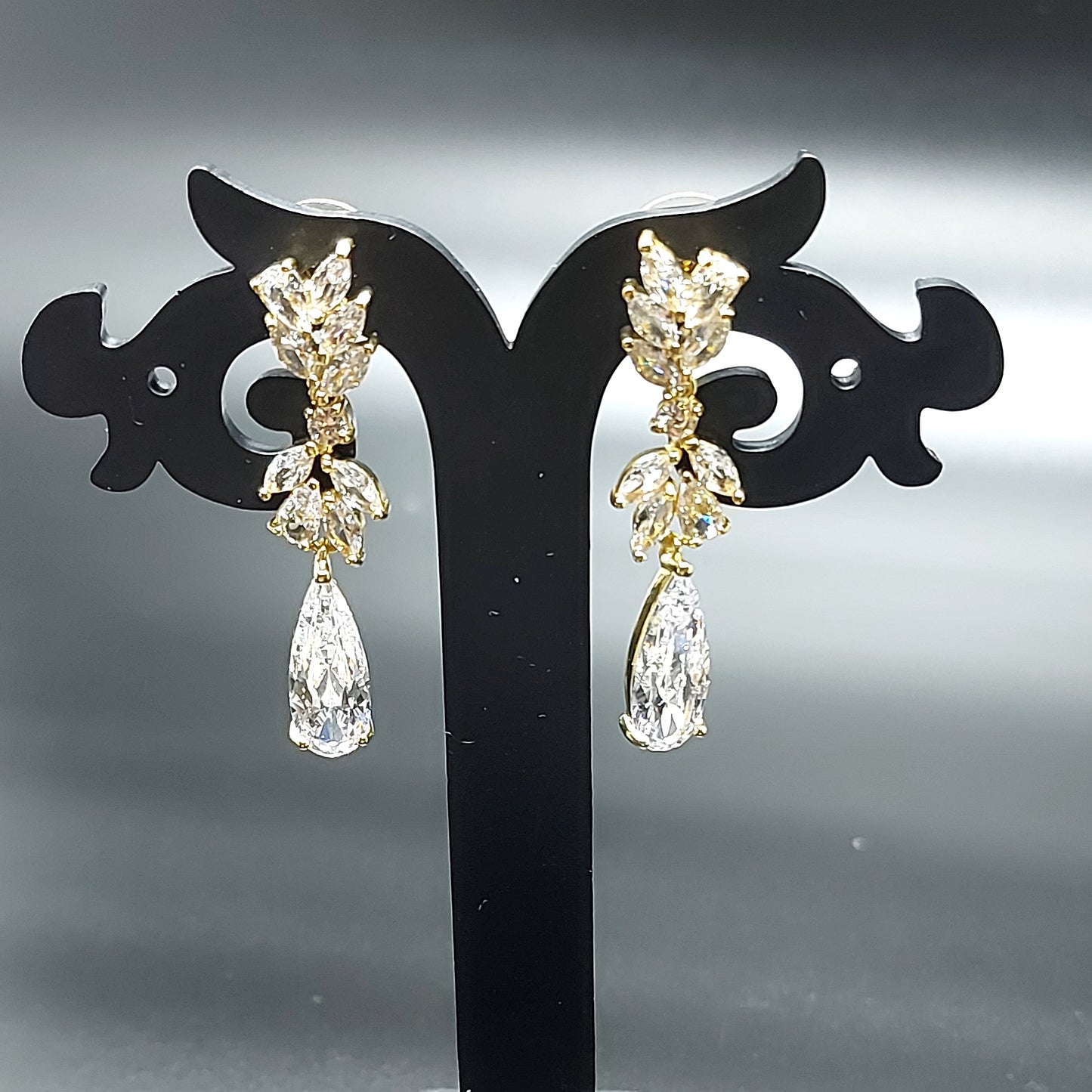 18K Gold Plated CZ Hanging Earring