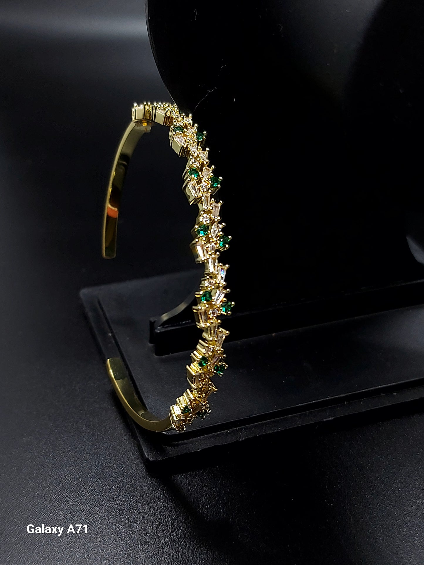 18k Gold Plated Green Zircon Bangle Bracelet